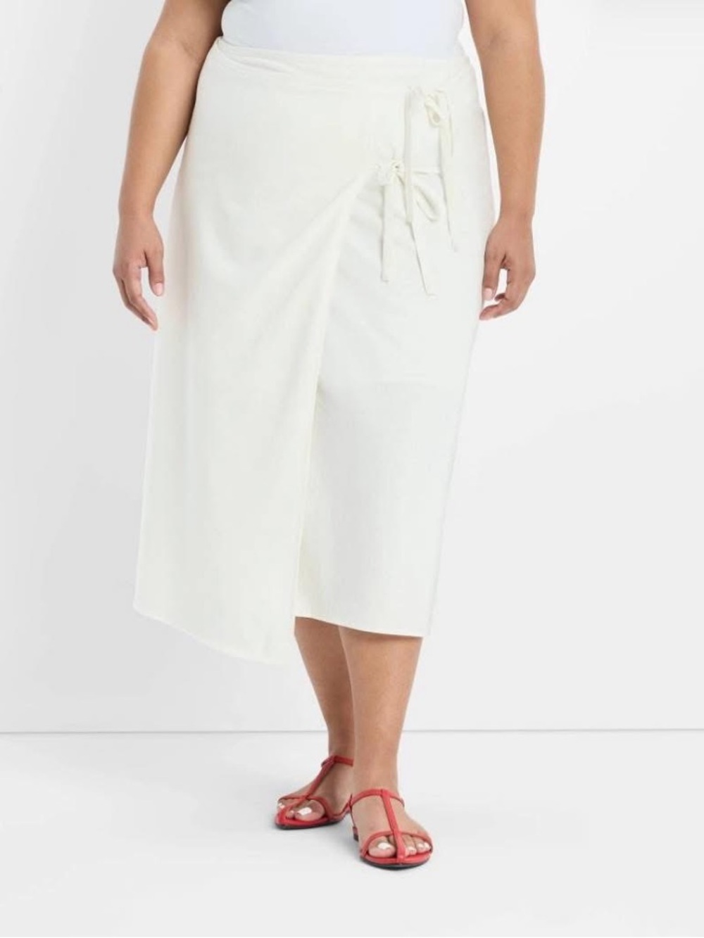Women's Mid-Rise Linen MIDI Wrap Skirt - Future Collective White Size XXL